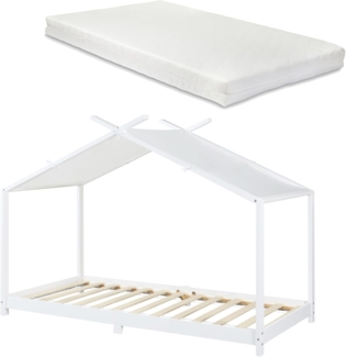 Kinderbett Brome mit Matratze 90x200 cm Weiß [en. casa]