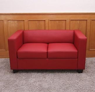 2er Sofa Couch Loungesofa Lille ~ Leder, rot