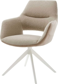 Drehstuhl Yago-Flex mit Armlehnen Materialmix Schlamm Kreuzgestell breit Weiß 360° drehbar Wippfunktion Taschenfederkern