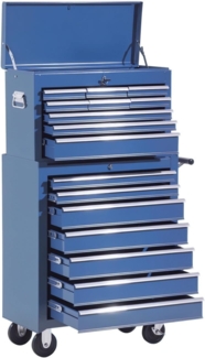 HOMCOM Werkstattwagen Fahrbarer Werkzeugwagen, max. Traglast:260 kg, (Transportkarre, 1-tlg, Werkzeugkasten), Blau 61,5 x 33 x 113 cm