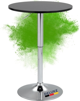 DELUKE® 2in1 Stehtisch Höhenverstellbar Ø 60cm CHERI - 106cm Hoch, Metall Gestell | Bistrotisch Gastro Bartisch Rund Wetterfest Outdoor Indoor Camping Bistrotisch Balkonmöbel, Schwarz-Silber