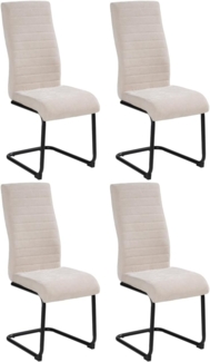 Home4You Freischwinger Schwingstühle 4er Set, Beige, Webstoff, Metall, mit Quersteppung