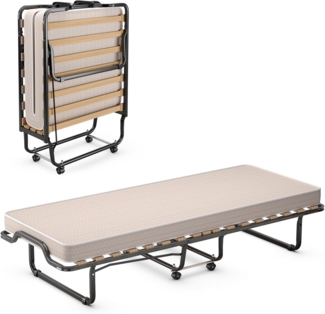 COSTWAY Gästebett mit Matratze aus Rückstellschaum, klappbar, bis 110 kg belastbar, 90 x 200 x 41 cm