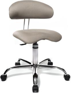 Topstar Sitness 40, Fitnesshocker, Arbeitshocker, Rollhocker mit Rückenunterstützung, 3-Dimensional bewegliche Sitzfläche, Stoffbezug Sandfarben