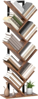 HOMCOM Bücherregal mit 9 Ebenen, im Baumform, Aufbewahrungsregal 1-tlg, für Wohnzimmer, Schlafzimmer, Büro, Rustikal Braun