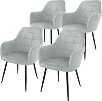 ML-DESIGN Stuhl Esszimmerstuhl ergonomisch & gepolstert Esstischstuhl mit Rückenlehnen (4 St), Wohnzimmerstuhl Grau Samtbezug Metallbeine Küchenstuhl Polsterstuhl