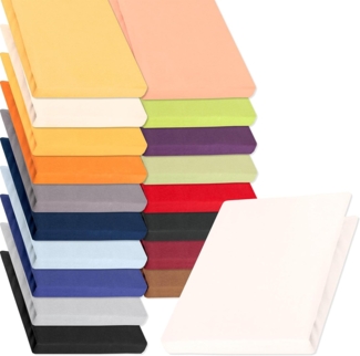 aqua-textil Spannbettlaken Pur Spannbetttuch Jersey 2erSet 90x200-100x220 cm schneeweiß, Baumwolle, (2 Stück), anschmiegsam,bügelfrei,faltenfreier Sitz