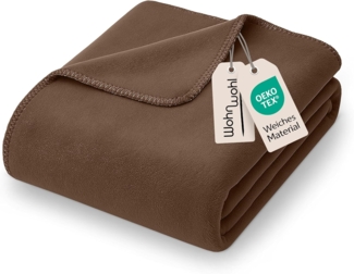 WOHNWOHL Kuscheldecke 150x200 cm • weiche Tagesdecke • Sofadecke • Wohndecke • Winterdecke • Ökotex Zertifizierte Baumwolldecke • Farbe: Braun