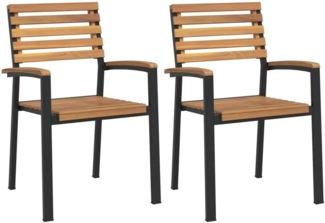 vidaXL Stapelbare Gartenstühle 2 Stk. Massivholz Akazie und Metall 362014