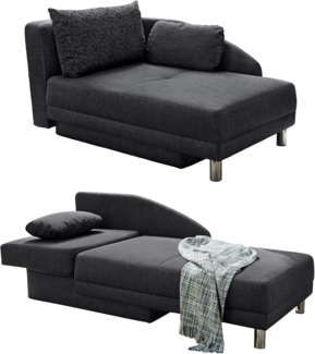 RÉCAMIERE-SCHLAFSOFA mit Bettkasten, Federkern, seitenverkehrt montierbar 149/90/80 cm, Liegefläche 200/84 cm, Webstoff Anthrazit