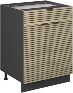 Vicco Unterschrank Fame-Line, Eiche Paneel/Anthrazit, 60 cm mit Schublade, ohne Arbeit...