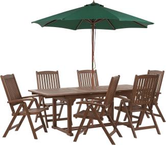 Gartentisch Set AMANTEA Akazienholz 6 Personen Grün