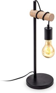LED Tischlampe Retro Holz Metall Schwarz Vintage Nachttisch-Leuchte exkl. 1x E27