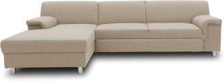 DOMO Collection Junin Ecksofa, Sofa in L-Form mit Schlaffunktion, Couch Polsterecke, Moderne Eckcouch, beige, 150x251 cm