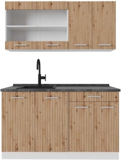 Singleküche R-Line Artisan Eiche/Weiß 140 cm , AP Anthrazit Vicco