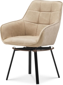 TUKAILAI Esszimmerstühle Drehbar, Drehstuhl esszimmer Kunstleder mit Armlehnen Rückenlehne Gepolsterter Sitz Metallbeine, Armlehnstuhl Küchenstühle Polsterstuhl Sessel für Küche (Beige)