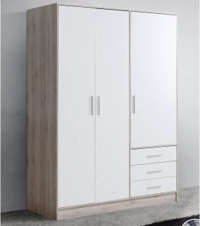 Kleiderschrank >Babbette< in Sandeiche Weiß - 144.6x200x60cm (BxHxT)