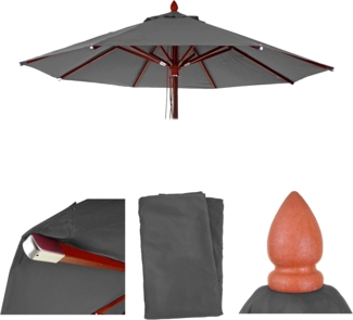 Ersatz-Bezug für Gastronomie Holz-Sonnenschirm HWC-C57, Sonnenschirmbezug, rund Ø3m Polyester 3kg ~ anthrazit