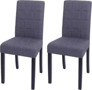 2er-Set Esszimmerstuhl HWC-O65b, Küchenstuhl Polsterstuhl Lehnstuhl, Stoff/Textil (280g/m²), dunkelgrau