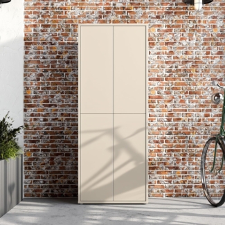Forte Alice Springs Schuhschrank 70 80, moderner Flurschrank mit 4 Türen und 8 Einlegeböden, Holzwerkstoff, Kaschmir/Beige, 74,5 cm breit x 191,9 cm hoch x 34,9 cm tief