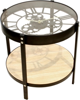 HOME DECO FACTORY Uhr Beistelltisch, 40.5 x 40.5 x 39 cm, Schwarz/Transparent