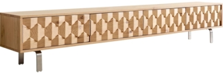 Lowboard Fevo 220 cm Eiche Natur 4 Türen L-Fuß Edelstahl