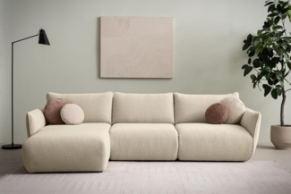 DOMO. collection Ecksofa 800 022, Modulsofa in L-Form mit Taschenfederkern und attraktiver Biese-Naht, Sofa, Polsterecke, Eckcouch 276 x 168 x 79 cm (BxTxH), beige