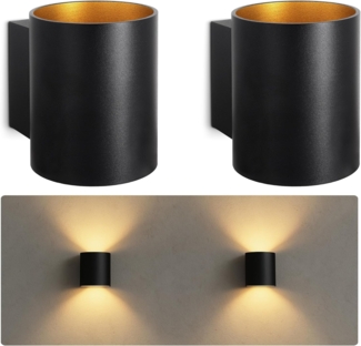 SSC-LUXon LED Wandleuchte TUANI Wandleuchte innen 2er Set schwarz gold Up Down für G9