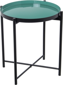 DRW Beistelltisch aus emailliertem Metall in Grün und Schwarz, 50 x 50 x 52 cm