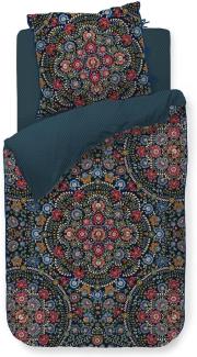 PIP Studio Perkal Bettwäsche 155x220 Il Ricamo darkblue Wende Blütenmeer Ornamente