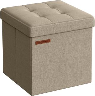 Songmics Sitzhocker mit Stauraum, kleine klappbare Sitzbank, 30 x 30 cm Fußbank, Aufbewahrungsbox, bis 130 kg belastbar, für Wohnzimmer Schlafzimmer Schlafsaal, Kamelbraun LSF028K01