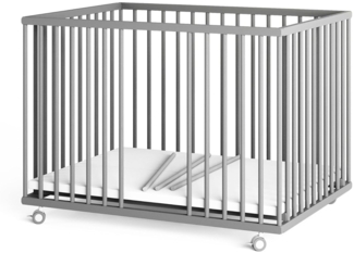 Sämann® Laufgitter 75x100 cm mit Matratze, grau