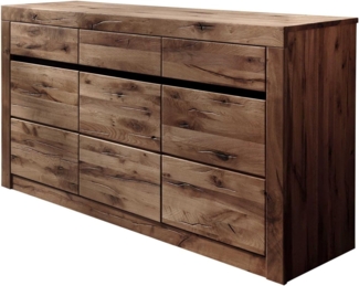 Massivmoebel24 Sideboard (Sideboard Wild-/Zerreiche 155x45x85 Tabacco brown geölt MONTREUX #310)