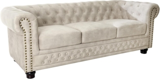 riess-ambiente Sofa CHESTERFIELD 200cm champagner / dunkelbraun, 1 Teile, Wohnzimmer · Samt · 3-Sitzer · mit Armlehne · Federkern