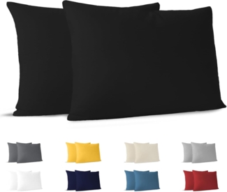 Dreamzie Kissenbezug 30x50 (Set mit 2) - 100% Jersey Baumwolle 150 g/qm Kissenbezüge -Schwarz - Für Kissenbezug 50x30 cm - Kissenhülle - Resistent und Hypoallergen