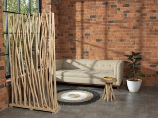 Vente-unique - Raumteiler - 100 x 25 x 180 cm - Teakholz - Naturfarben - GAYANA