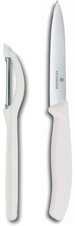 Victorinox | Universalschäler mit Pendelklinge | extra scharf | Zackenschliffklinge | zweischneidig | Swiss Made | Limited Edition Weiß