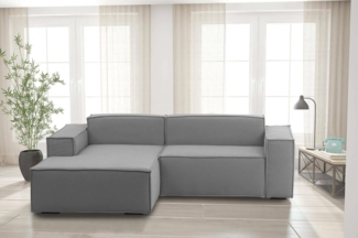 Talamo Italia - Sofa mit Halbinsel Nadia, modulares 2-Sitzer-Sofa mit linker Halbinsel, Stoffsofa, 100 % Made in Italy, 220 x 170 x 70 cm, Grau
