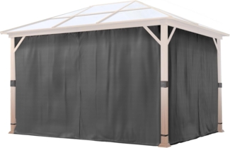 TOOLPORT 4 Seitenteile für Gartenpavillon Forest Deluxe 3x4 m - Polyester ca. 180 g/m² - mit Reißverschluss - grau