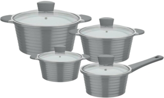 GSW Topf-Set Bolero, Aluminiumguss (Set, 8-tlg, Kochtopf 16/20/24 cm, Stielkasserolle 18 cm), Induktion