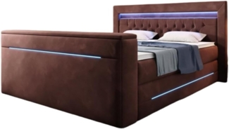 Boxspringbett Pluto mit TV Lift, RGB und Stauraum 140x200 Braun H4 (100kg+)