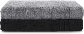Komfortec 2er Saunatuch Set 80x200 cm aus 100% Baumwolle, XXL-Saunatücher, Sauna Handtuch, Weich, Groß, Frottee, Schnelltrocknend, Anthrazit Grau/Schwarz