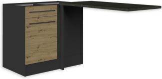 JAZZ Moderner Eckschrank Küche mit Arbeitsplatte in Anthrazit, Artisan Eiche Optik - Geräumiger Eck-Unterschrank mit viel Stauraum - 115 x 90 x 60 cm (B/H/T)