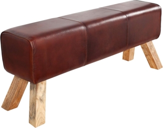 riess-ambiente Sitzbank TURNBOCK 120cm braun / natur, mit Echtleder-Bezug