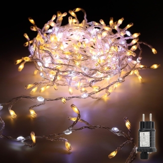 Salcar LED-Lichterkette LED Lichterkette Außen Warmweiß & Kaltweiß Lichterkette Weihnachtsbaum, 14 Modi, 3m 160 LED Weihnachtsbeleuchtung Weihnachtsdeko
