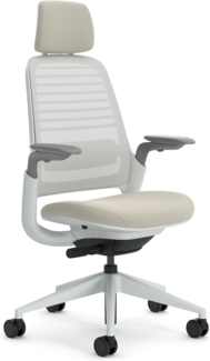 Steelcase Series 1 Ergonomischer Bürostuhl mit LiveBack Lumbalstütze, 4D-Armlehnen, anpassbarer Kopfstütze Beige, 66 x 64 x 112