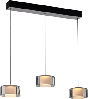 Paul Neuhaus LED Pendelleuchte RIKA, 3-flammig, Rauchfarben, Schwarz, Metall, Dimmfunktion, Memoryfunktion, LED fest integriert, Extra-Warmweiß, Lampenschirme aus Glas, Höhenverstellbar, B 71 x H 180 x T 15 cm