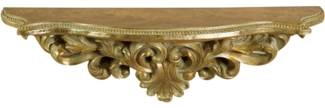 Biscottini Barockregal 44 x 14 x 13 cm | Antikgold-Regal | Shabby Chic Wandregale | kleine Barockkonsole