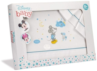 Interbaby MK003-11 Disney Baby-Krippe Laken Mickey Mouse Weiss/Blau, blau, 220 g