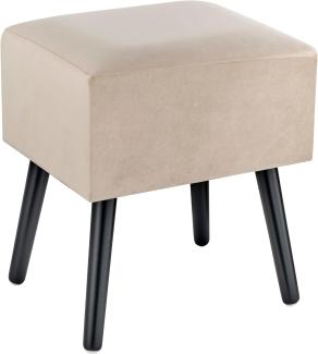 Baroni Home Sitzsack aus Samt, gepolsterter Bankett, Fußstütze mit Pfoten aus Holz, 40 x 33 x 46 cm, Beige